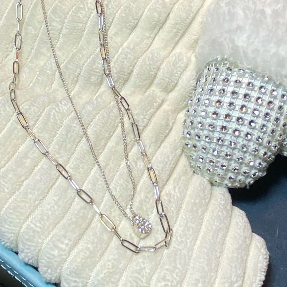 NWT 💎 DAINTY SILVER ELECTRIC NECKLACE DOUBLE ITALIAN CHAIN 2 FOR 1 PRICE - Picture 5 of 10